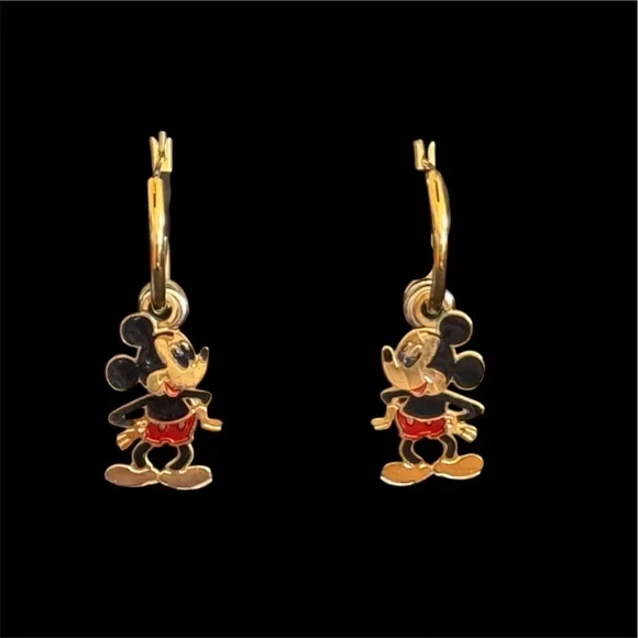 Disney Mickey Mouse Gold Toned Hoop Earrings. - Picture 6 of 6
